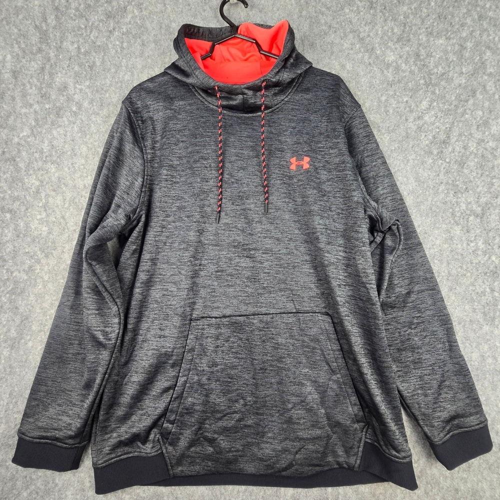 Under Armour Hoodie Mens XXL Black Grey Space Dye Loose Fit ColdGear 1320751